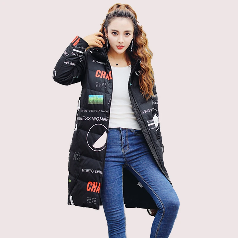 Новинка 2017 года модный принт с надписью женские зимние Куртки и пиджаки