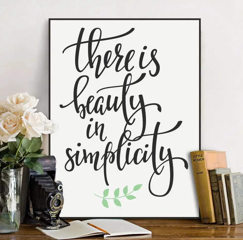 Картина на холсте с надписью It is beauty in simplicity | Дом и сад