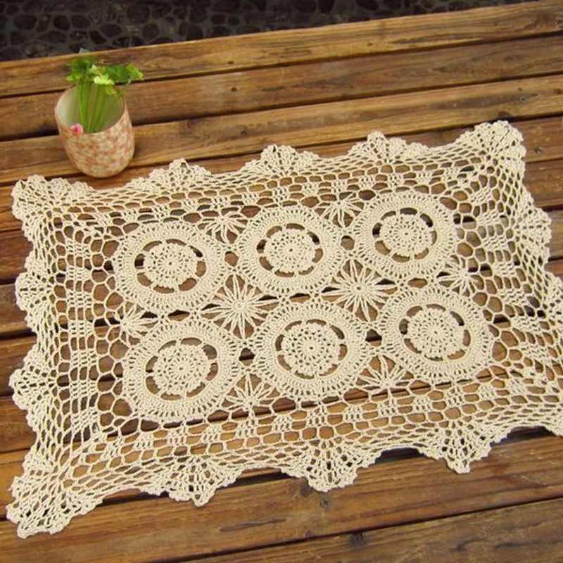 Вязаные крючком Doilies 35x50 см (12x18 дюймов) Винтажный коврик для места кружевной