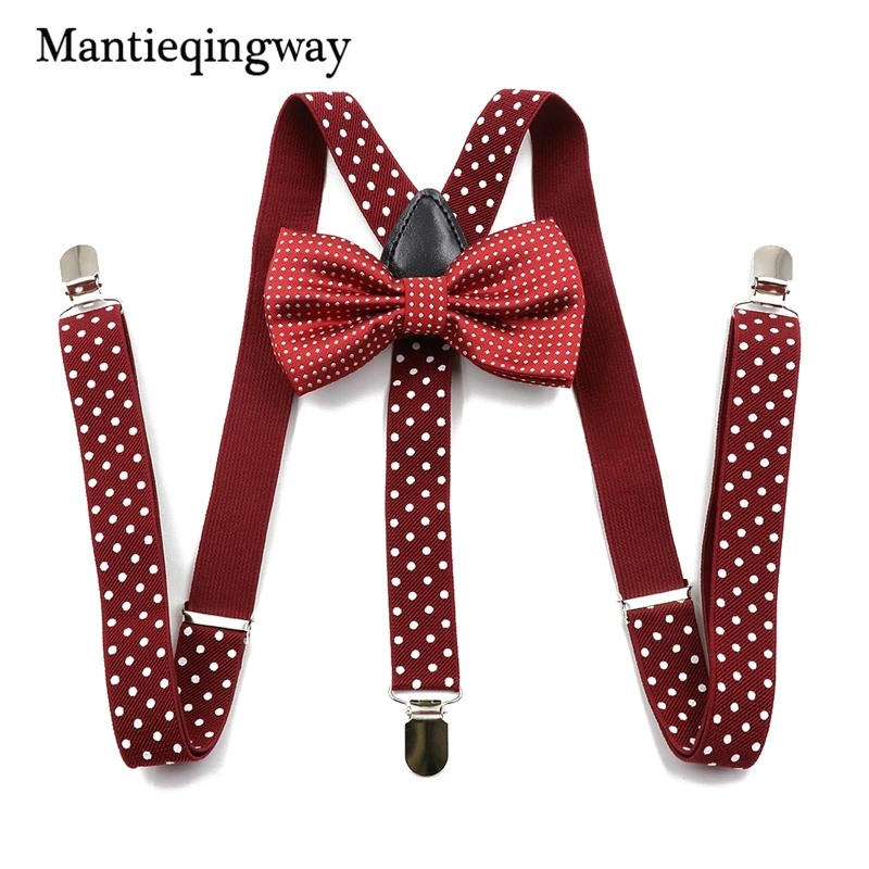 Mantieqingway унисекс точка Регулируемый Y назад подтяжки бабочка набор для мужчин и женщин модная рубашка Эластичные подтяжки женские пояса Галстуки