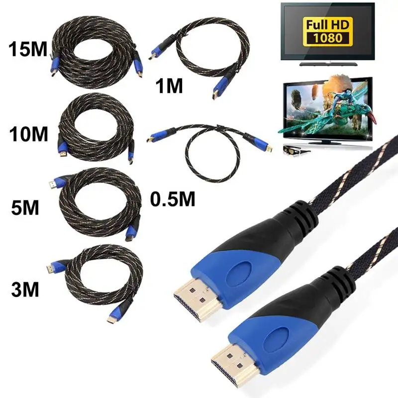 Новый Плетеный HDMI кабель V1.4 AV HD 3D для PS3 Xbox HDTV 1 м 15 метров 1080 P|Комплекты умного