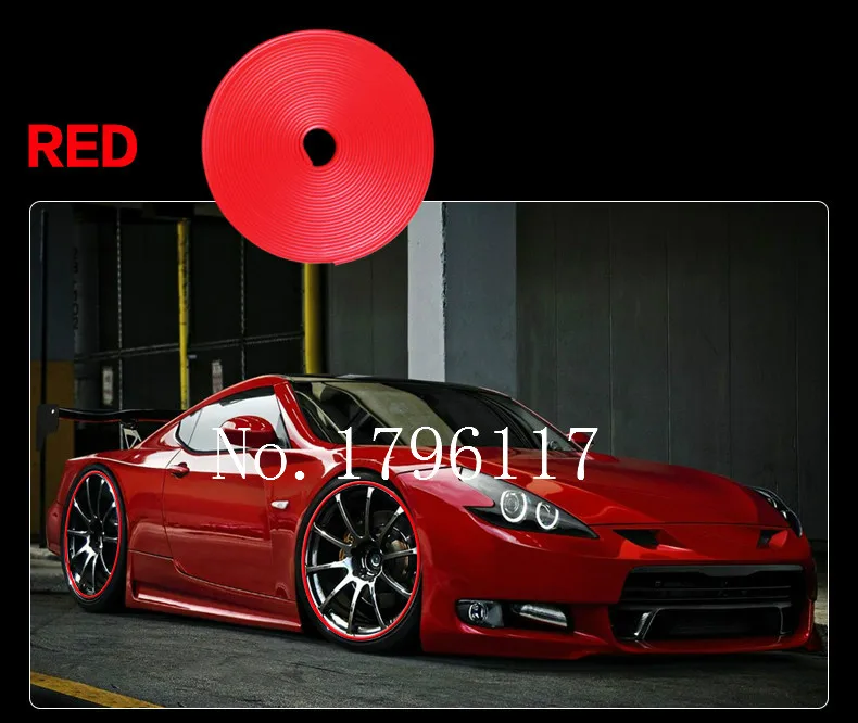8 м/рулон красные автомобильные наклейки из металлического сплава|rim protector|car