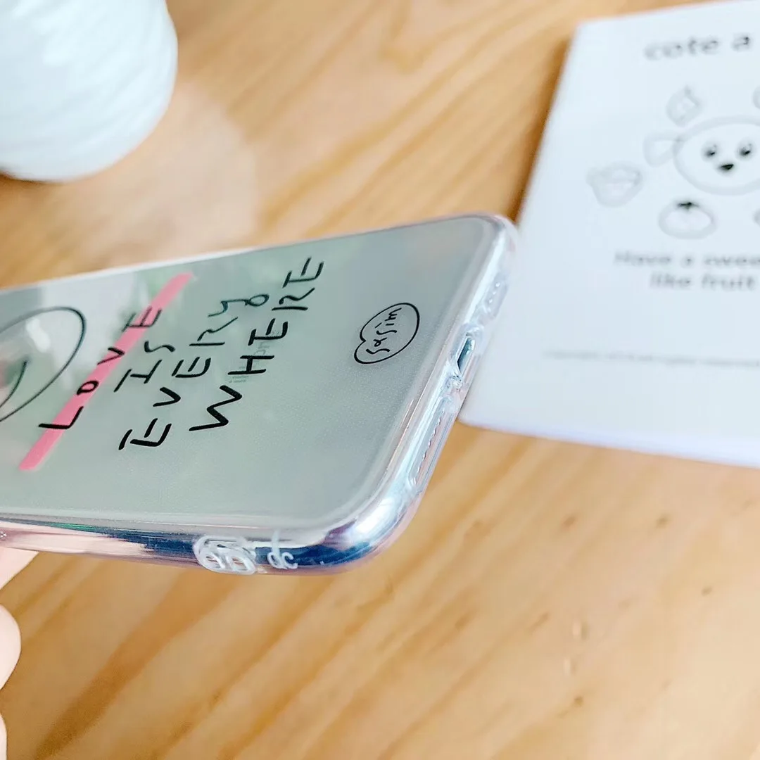 INS корейский прозрачный английский чехол для телефона со смайликом для iphone Xs MAX XR X, Мягкий ТПУ для iphone 6, 6s, 7, 8 plus, простой чехол для пары