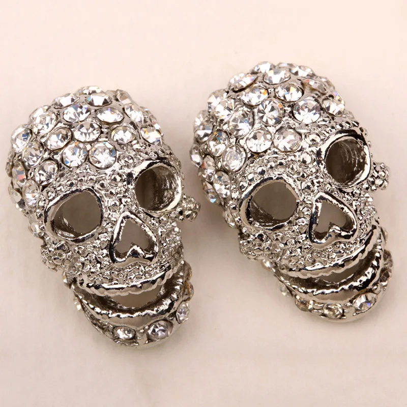 Серьги в виде черепа для женщин, ювелирные изделия в стиле панк-рок с кристаллами EM33, оптовая продажа, Прямая поставка, золотой, серебряный, черный цвет
