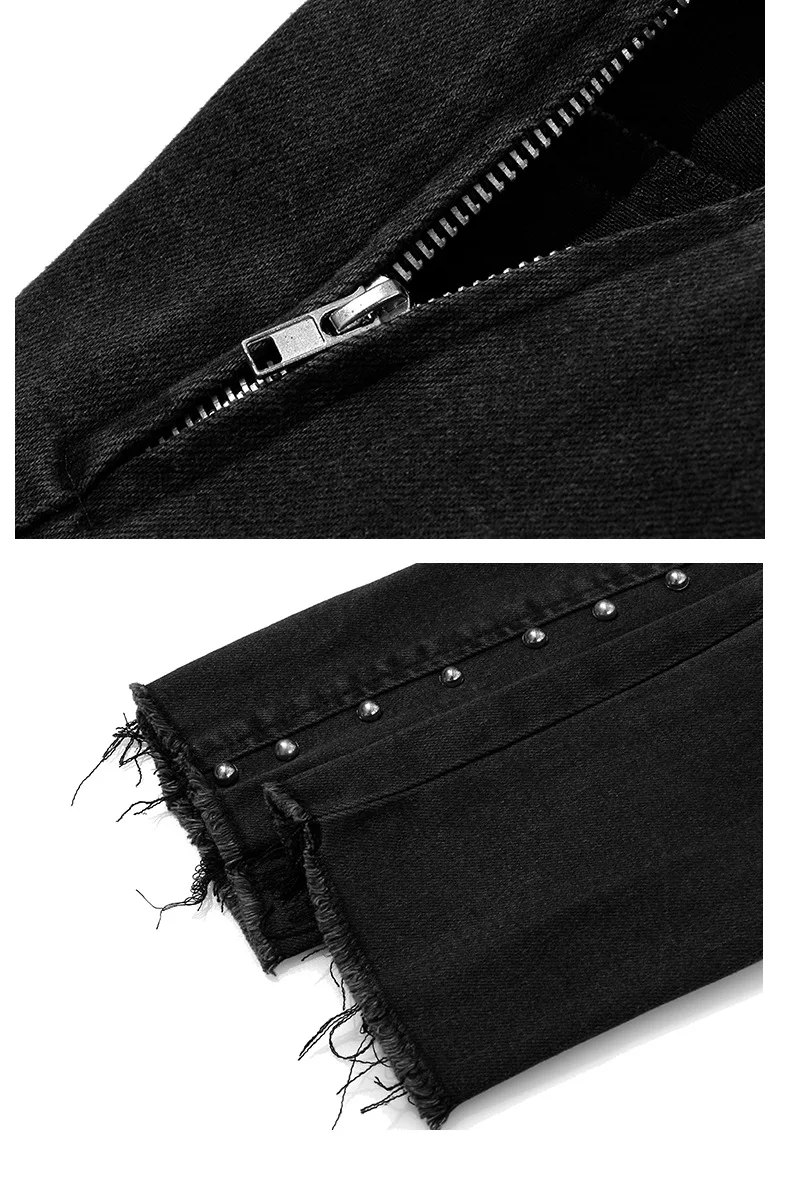 chic women's rivets Jeans Fashion high-waist pencil pants 2019 autumn ninth pants A433