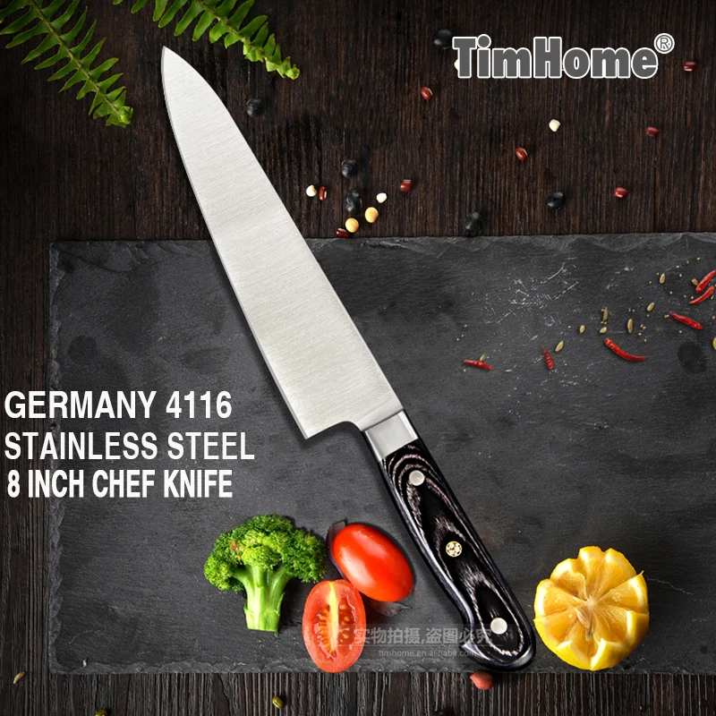 

Professional 8 inch chef knife for kitchen Germany 4116 steel Japanese knife stainless steel with color wooden handle