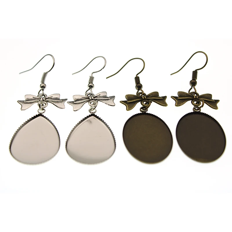 5 pairs 13x18mm 18x25mm Oval Water Drop Blank Cabochons Setting Earring Base Cabochon Cameo Settings Fit For Dangle | Украшения и