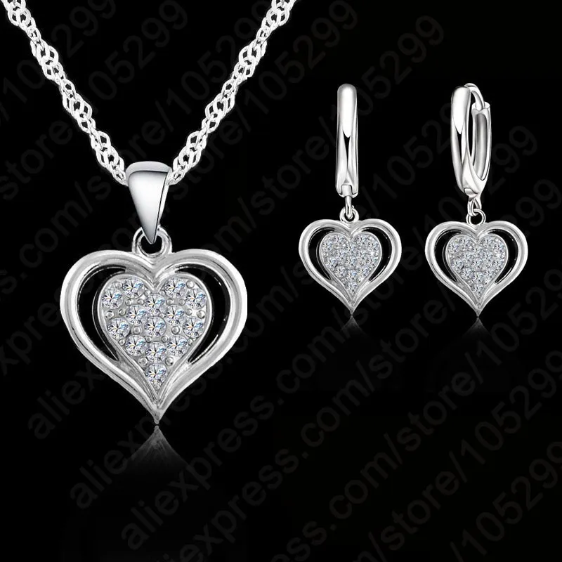 Ожерелье и серьги из серебра 925 пробы с фианитами|brand jewelry sets|jewelry setsset brand |