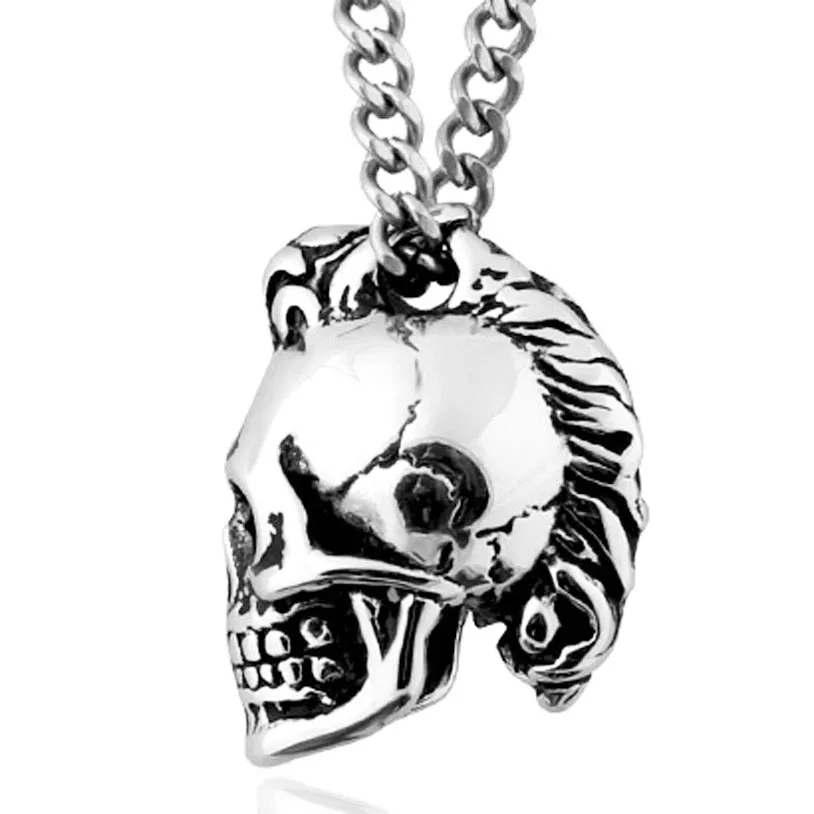 Мужское готическое ожерелье с подвеской в виде черепа из нержавеющей стали стиле