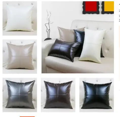 

white/black/grey/sliver PU leather cushion cover lattice pattern throw pillowcase immitaition leather pillow cover for backrest