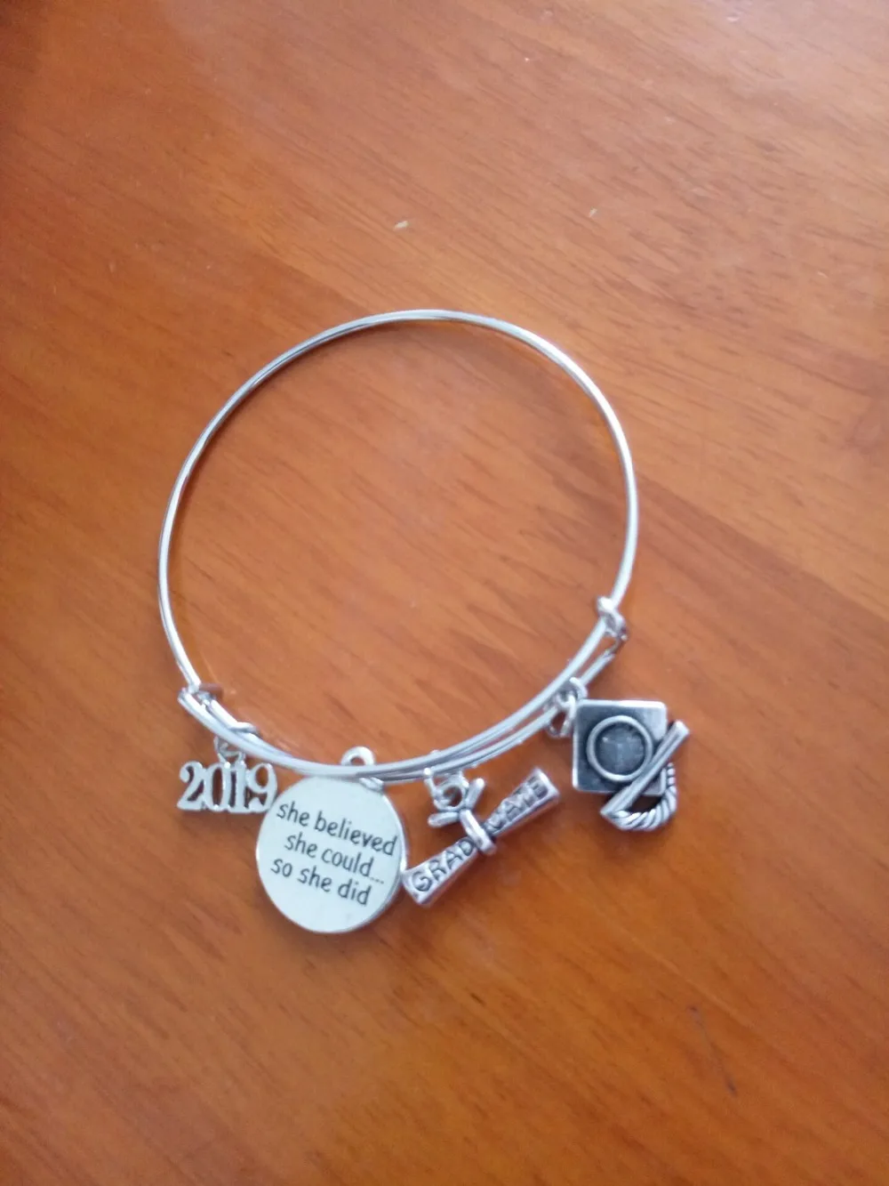 Сплав She Believed Could класса 2019 браслет Расширяемый Провода Браслет Выпускной Jewelry
