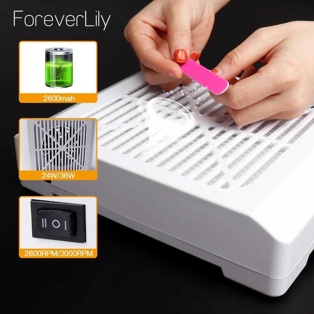 Перезаряжаемый 24 Вт/36 Вт гель для ногтей пылесборник пылесос полировки