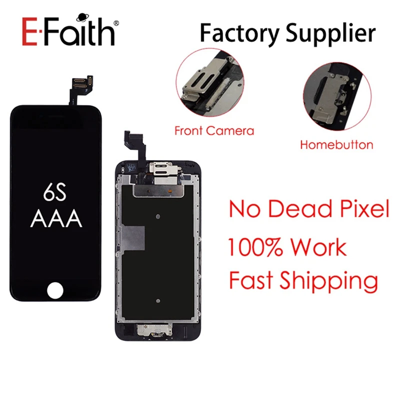E Faith 5 шт./лот Полный комплект ЖК дисплей для iPhone 6s кнопка домой + фронтальная
