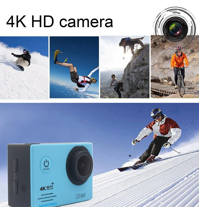 HAMTOD HF60 4K WiFi Экшн-камера 2,0 дюймов ЖК-дисплей для дайвинга Водонепроницаемая мини видеокамера Спортивная камера s GC1034 120 градусов камера