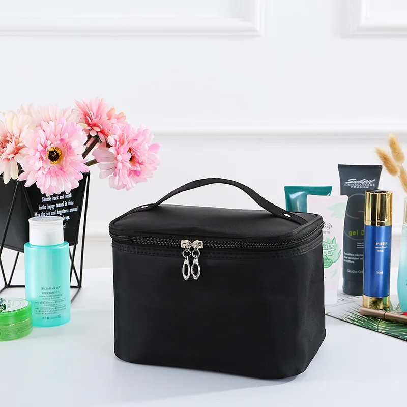 Black cosmetic bag Высокое качество Новинка, несессер, Женская Корейская версия большого-Ёмкость косметичка для туалетных принадлежностей нейлон четырехсторонний сумка для хранения - Цвет: Black cosmetic bag