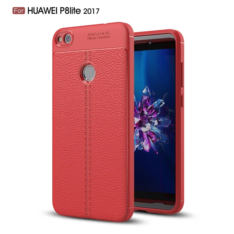 Red Чехол для huawei P8 lite задняя крышка принципиально для huawei Honor 8 lite 5," luxury ТПУ кожа мягкий силиконовый чехол kimTHmall - Цвет: Red