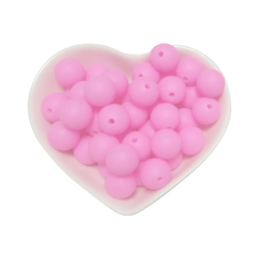 100pcs Pink 100 шт, силиконовые бусины, 12 мм, круглые Детские Прорезыватели для зубов, жевательные игрушки для зубов, игрушки для самостоятельной сборки, соска, цепочка, ожерелье, браслет, BPA, игрушка - Цвет: 100pcs Pink