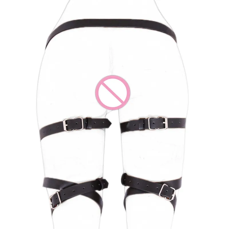 Adult Game Black PU Bondage Gear Female Love Toys Sexy Restraint Leg Belts Device BDSM Sex for Women J10-1-49 | Красота и здоровье