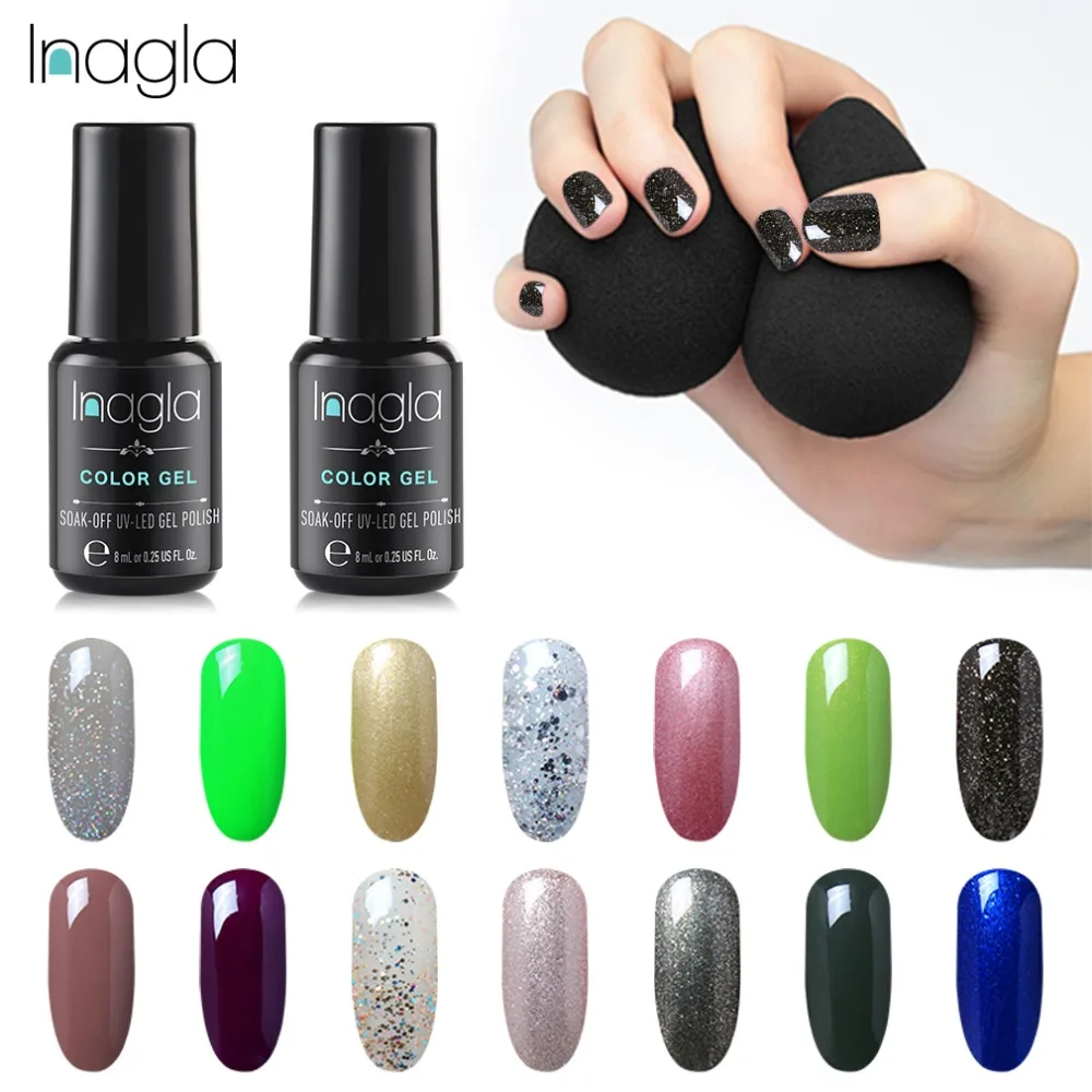 

Inagla 8ML Nail Art Pure Color Gel Nail Polish Nail Manicure Top Base Need Soak off Enamel Gel Polish LED UV Gel Varnish