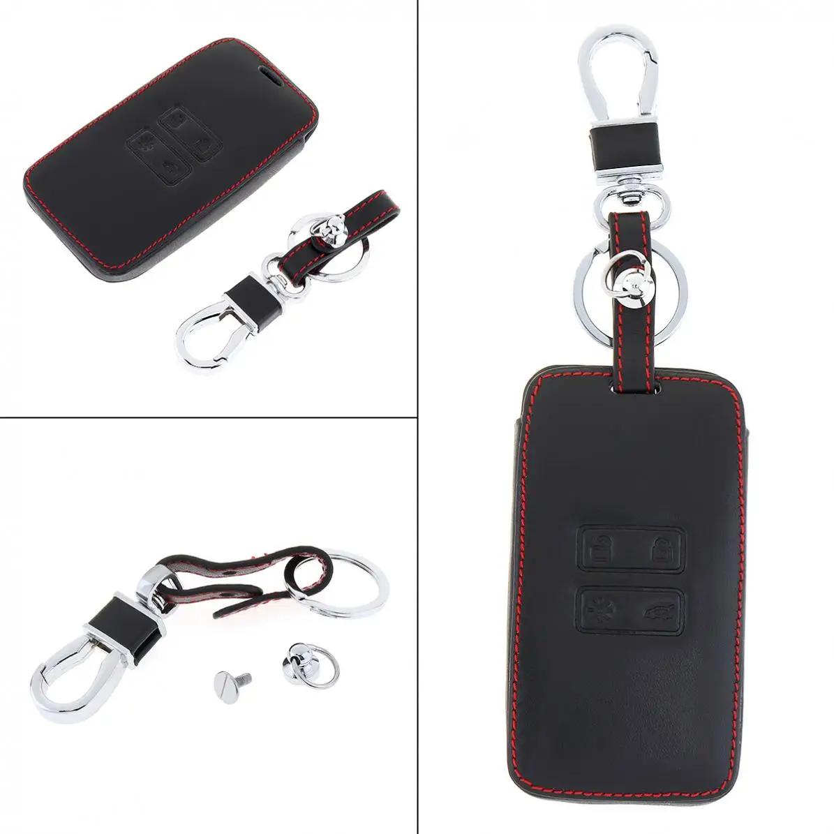 4 кнопки мягкий кожаный чехол для ключей автомобиля протектор держатель с