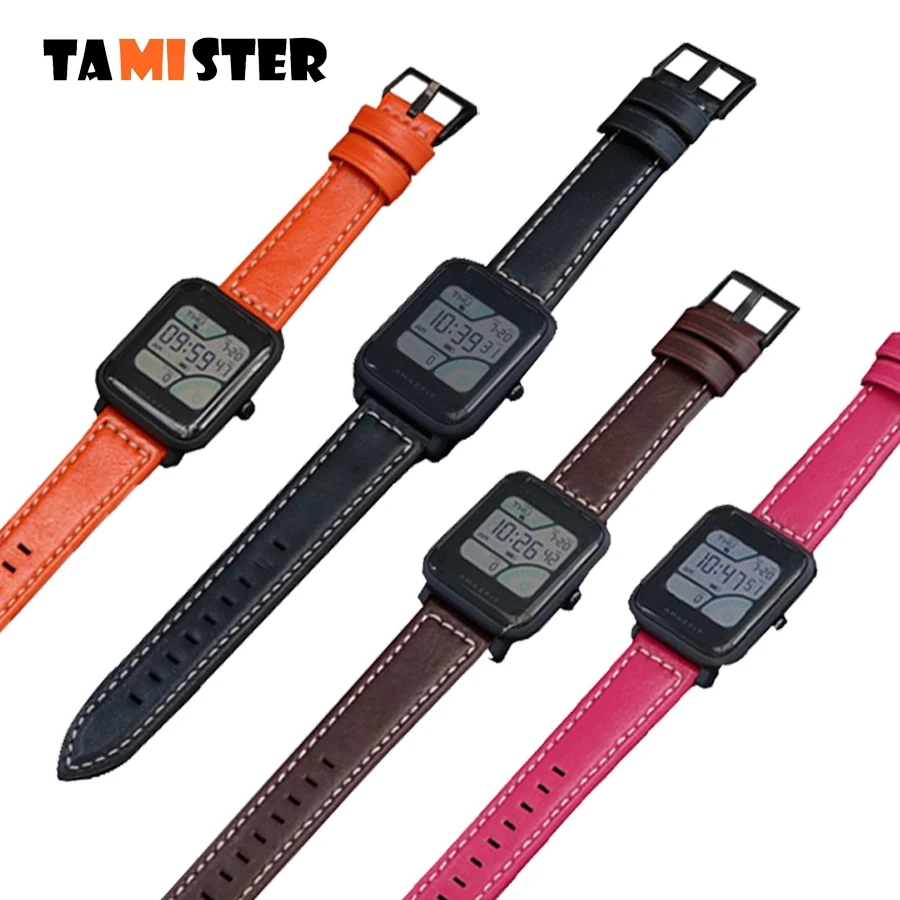 20 мм ремешок для часов Amazfit Bip браслет из натуральной кожи Correa Xiaomi Huami Lite