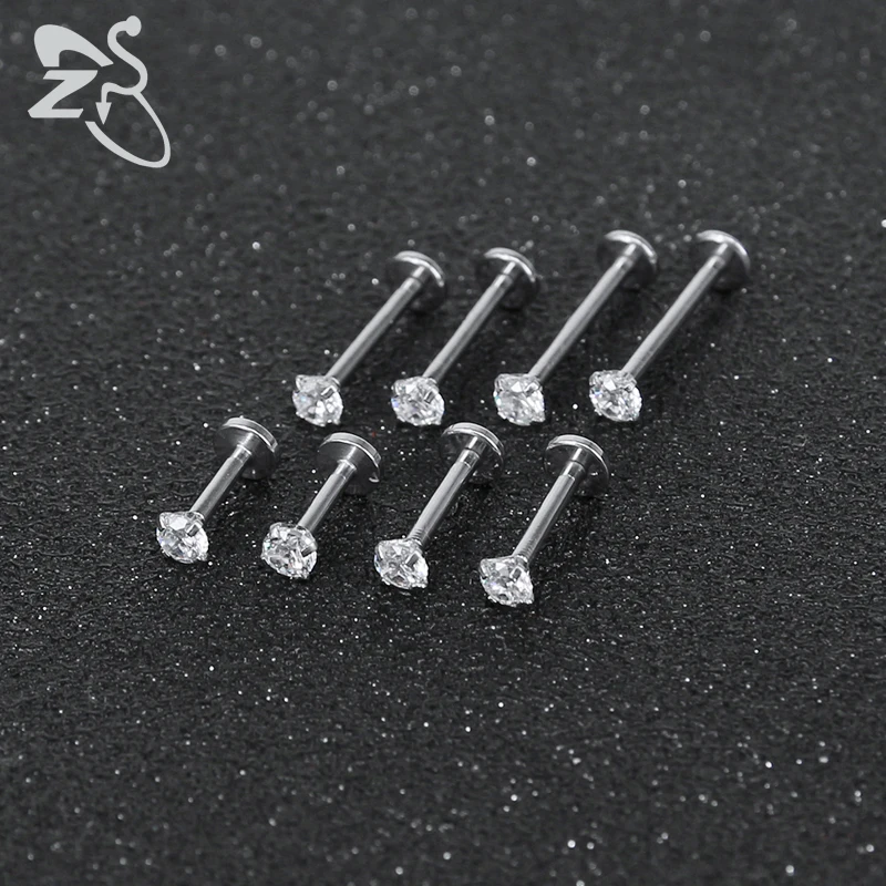 Женские кольца для пирсинга губ ZS 8 шт./лот из нержавеющей стали с кристаллами |