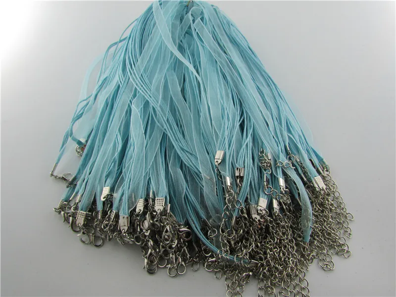10pcs/lot Assorted Colors Organza Ribbon Necklace Cord with Lobster Clasp For DIY Jewelry Making FK-1 | Украшения и аксессуары