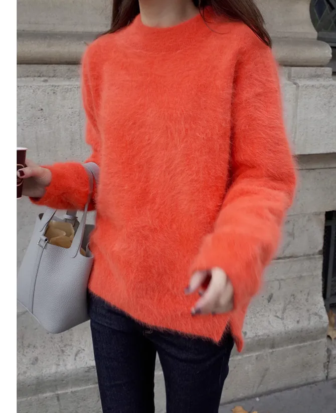 2021 New Genuine Mink Cashmere Sweaters Women Winter Warm Soft Fluffy 100% Sweater Pullovers Free Shipping JN607 | Женская одежда
