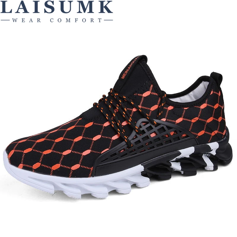 

LAISUMK Casual Shoes Men Massage Breath Elasticity Non-slip sole Exercise Shoes Size 39-44 Fashion Mesh Rubber Light Man Shoes