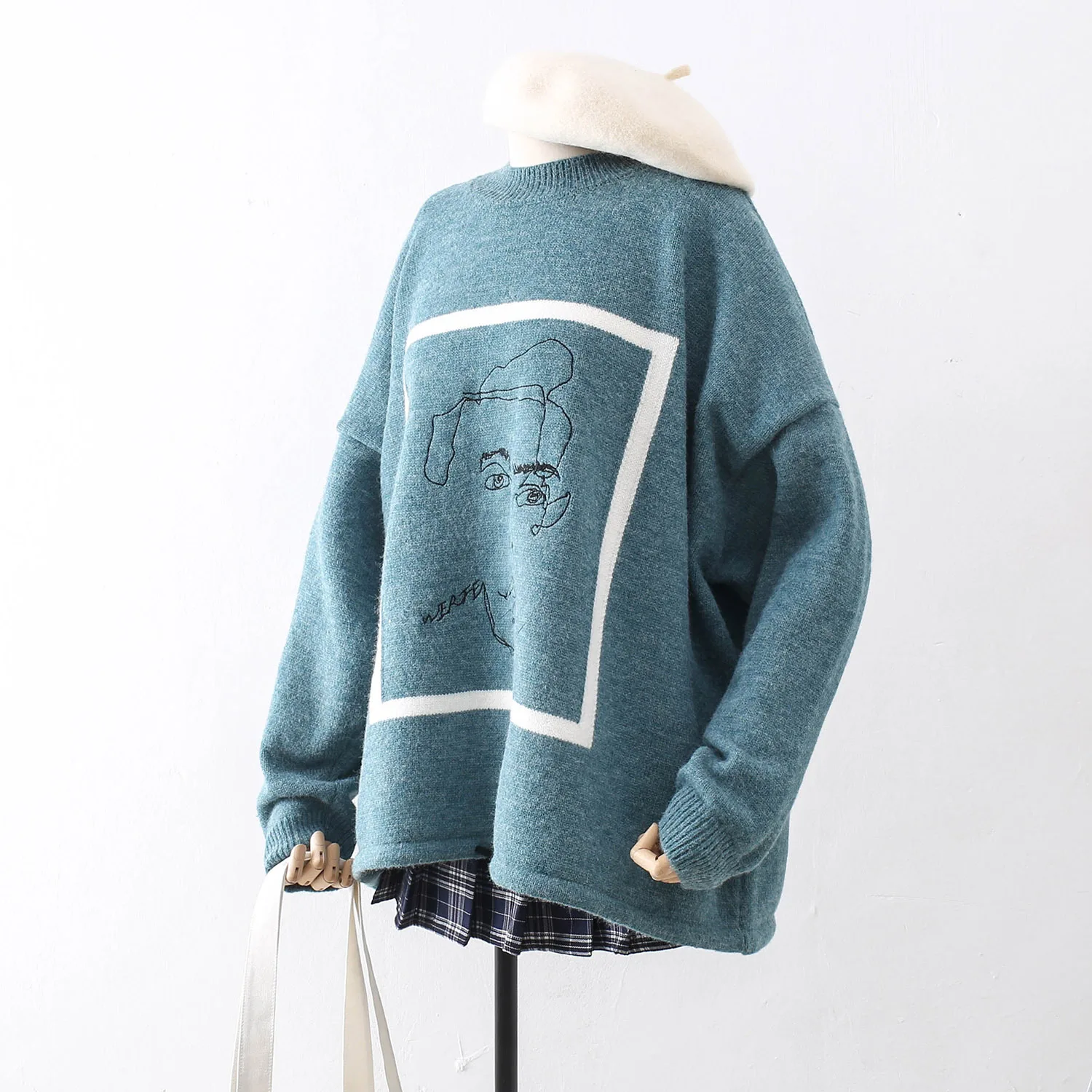2019 Fall Fashion Women Pullover and Sweaters Harajuku MAN Printed Chic Sweater Jumpers Casual Oversize manteau femme hiver | Женская