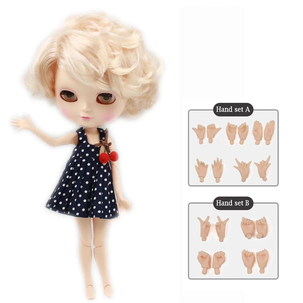 Куклы Blyth Joint № 3139 Короткие вьющиеся белые волосы с челкой регулируемые глаза 4