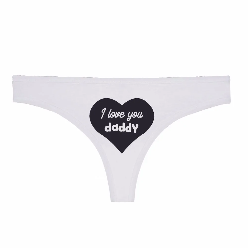 Женские трусики стринги Dong King хлопковые с забавным принтом I love you daddy нижнее белье