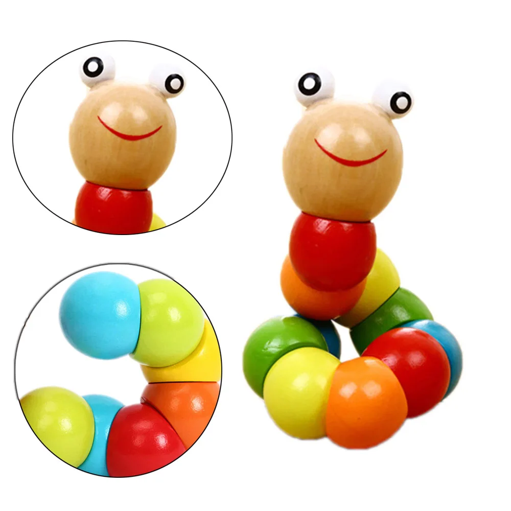 Puzzles Colorful Wooden Worm Kids Learning Educational Didactic Baby Development Toys Fingers Game for Children Montessori Gift