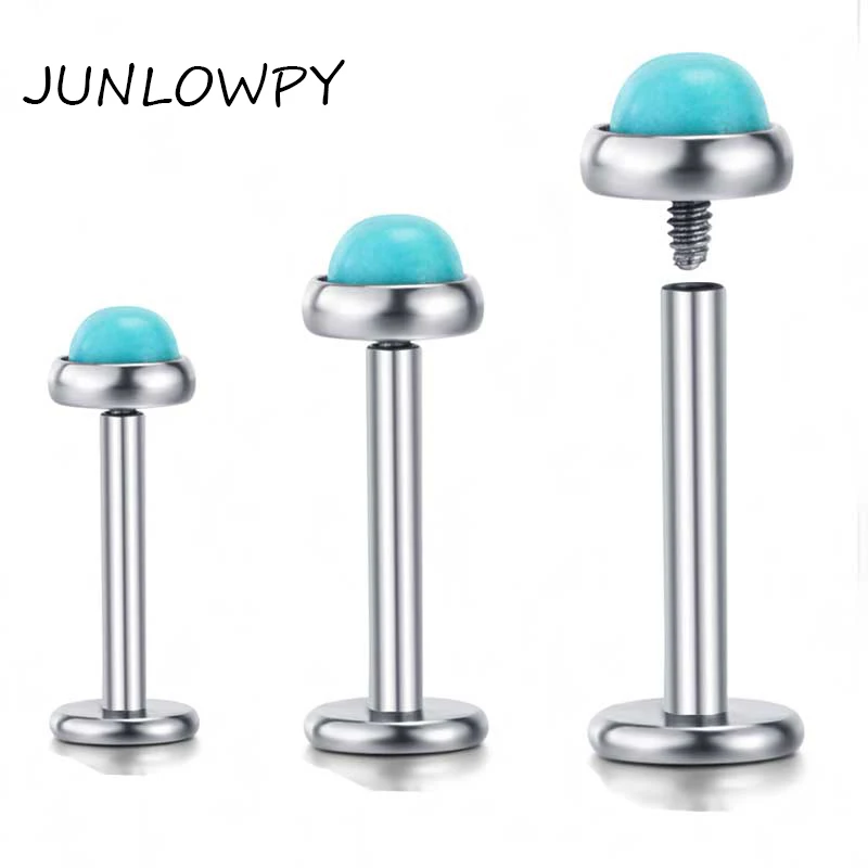 JUNLOWPY Tragus серьги внутреннее Кристальное голубое кольцо гвоздик для губ 6/8/10 мм