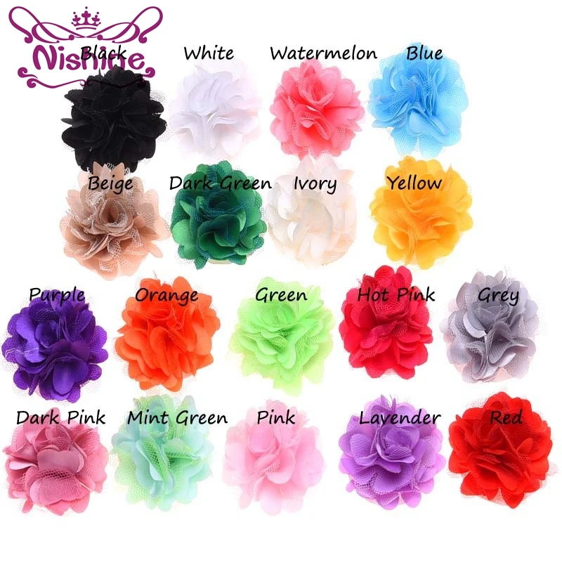 

Nishine 10pcs/lot Satin Flowers Chic Artificial Flowers for Headbands DIY Flower Hair Accessories No Hair Clip Hair Bows
