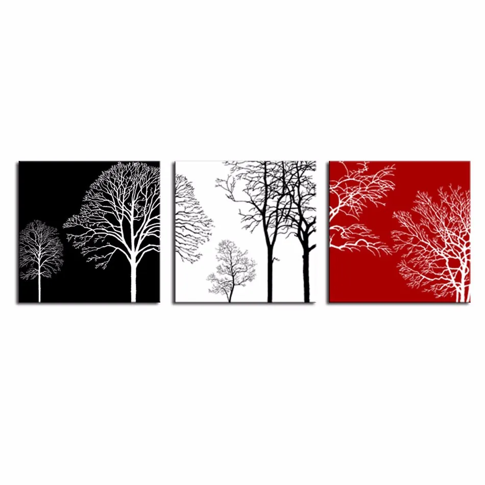 Черный белый цвет и красное дерево Современная украшение на стену живопись