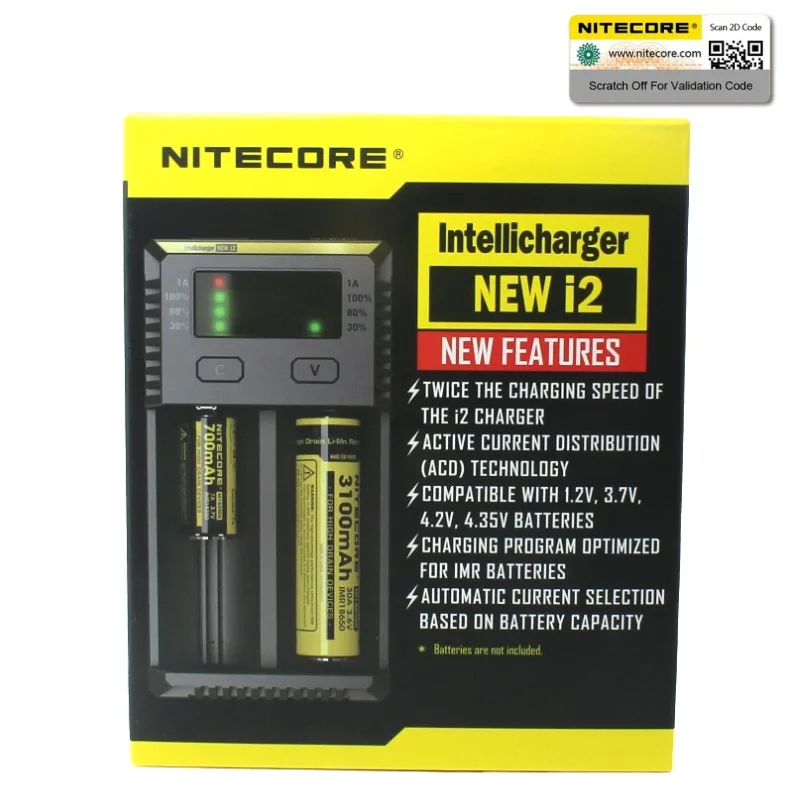 Nitecore D4 D2 I4 I2 Digi зарядное устройство lcd интеллектуальная схема глобальная страховка Li-Ion 18650 14500 16340 26650 зарядное устройство