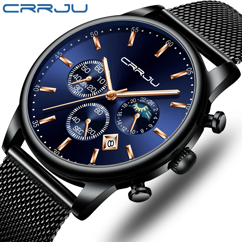 CRRJU мужские часы Reloj Hombre 2019 s лучший бренд класса люкс кварцевые с большим