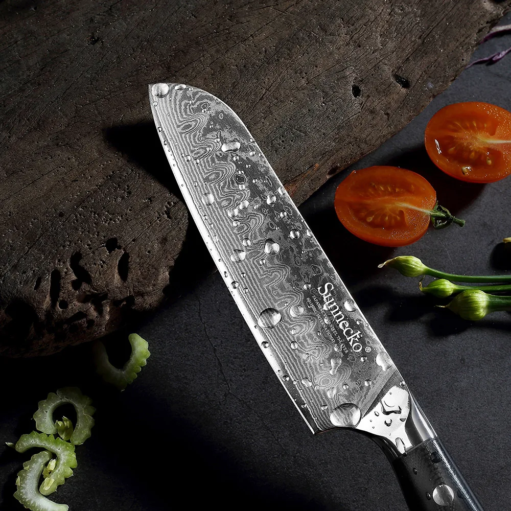 SUNNECKO Премиум 5 '' / 7'' Santoku ножи Дамасская сталь японский VG10 лезвие Кухня