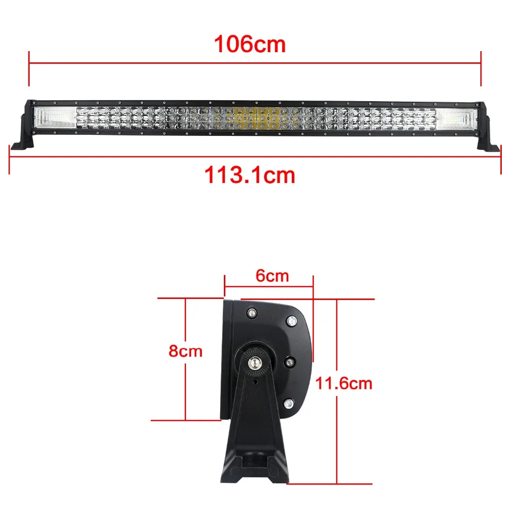 14'' 22'' 32'' 42'' inch 120W 192W 282W 372W LED Bar 3-Row Straight Led Curved Spot Flood Combo For ATV 4WD SUV