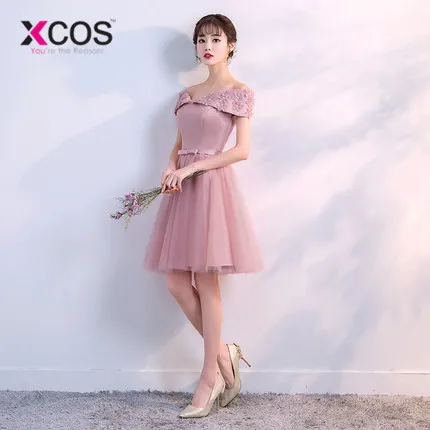 XCOS 6 стилей пыльные розовые короткие платья для невесты Кружева Дешевые
