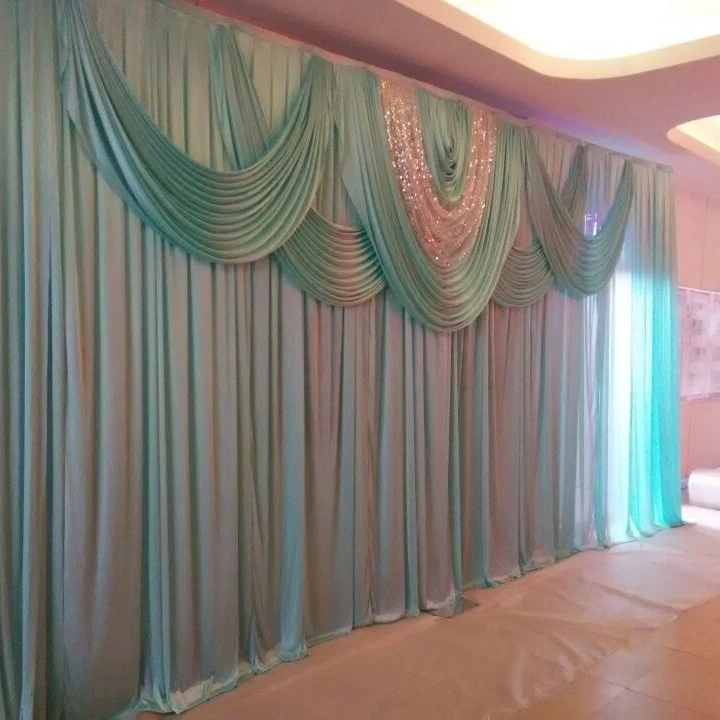 

3x6m 20ft (w) x 10ft (h) Wedding Backdrop Customade Silk Material Drape Backdround Curtain Swag Stage Decor wedding decoration