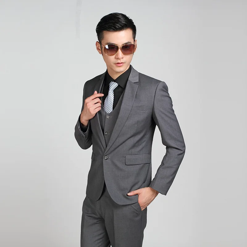 Новый зимний Корейский бренд джентльмена темно серый деловой строгий костюм