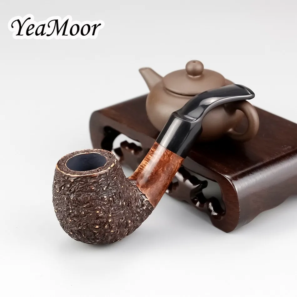 Классические Деревянные трубы Briar 74 Инструменты маленькая курительная труба депланатная часть изогнутая трубка Briar табачная трубка 9 мм фильтрация - Цвет: Random Carved