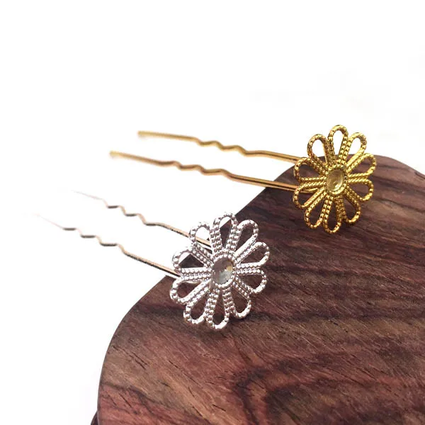 Заколка для волос Kanzashi филигранная Цветочная основа Свадебный держатель в виде