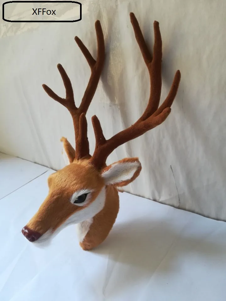 

real life sika deer's head model resin&faux furs wall pandent handicraft home decoration gift about 27x18cm xf0001