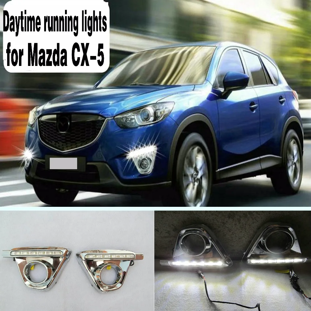 

С регулируемой яркостью Стиль реле 12v авто светодиодный DRL Дневной светильник противотуманных фар с отверстием для MAZDA cx-5 cx5 2012-2016