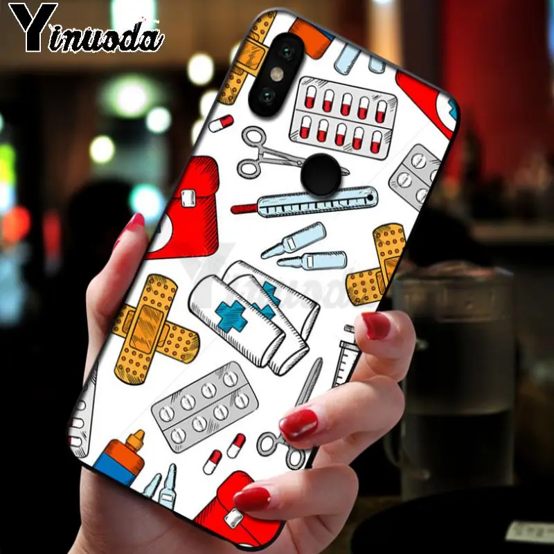 Yinuoda медсестра мультфильм медицинские таблетки чехол для телефона для xiaomi redmi 7 5 плюс 6pro 6a 4x go note5 note7 note6pro mi8se 9se coque