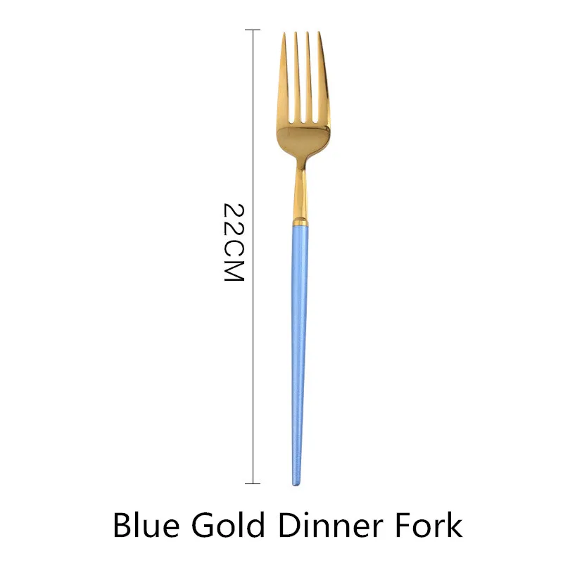 Blue Gold Fork 1 шт. столовый набор столовых приборов, ножи, вилки, ложки, Западная кухня, столовая посуда из нержавеющей стали, домашние вечерние столовые приборы, набор посуды - Цвет: Blue Gold Fork