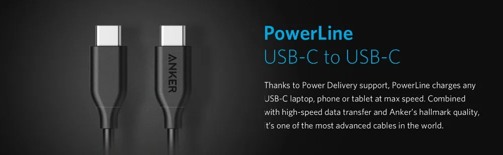 Anker Powerline USB-C к USB-C 2,0 кабель для устройств usb type-C Galaxy, Google Pixel, Nexus 6 P, huawei Matebook, MacBook и т. Д